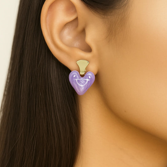 Drop Glaze Love Stud Earrings