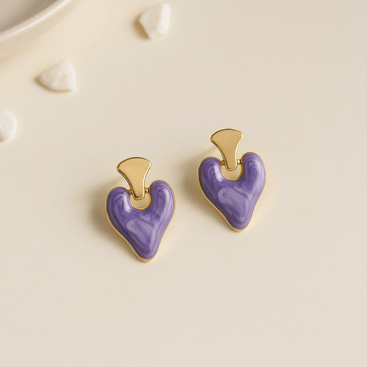 Drop Glaze Love Stud Earrings