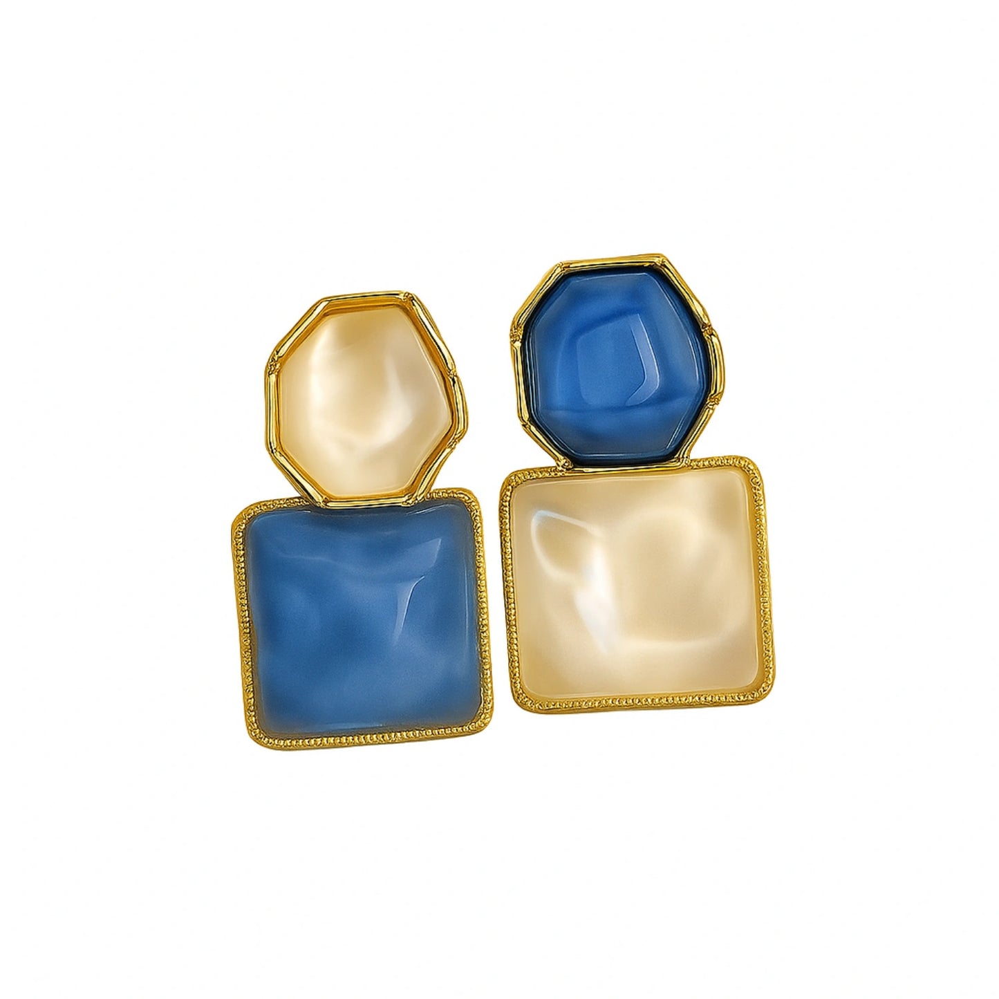 Stylish Geometric Blue White Drop Earrings for Women