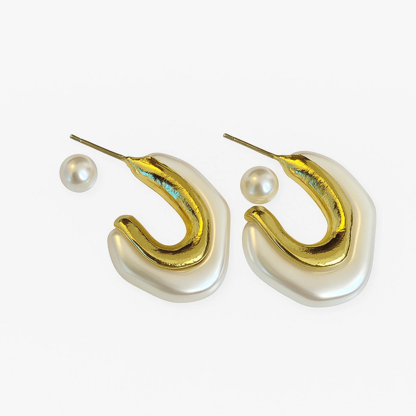 Gold Toned Half Moon Shape Bali Clip On Hoop Earrings For Women and Girls