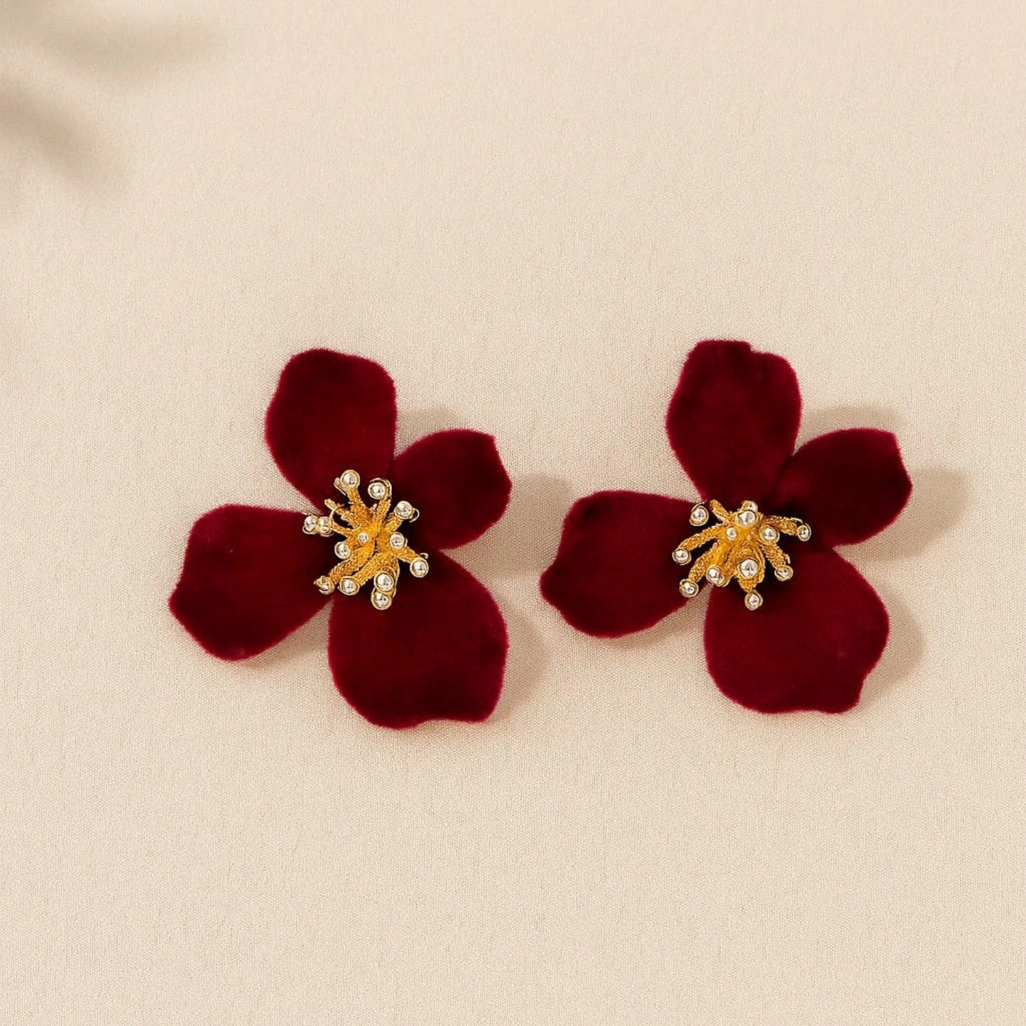 Elegant Velvet Flower Stud Earrings