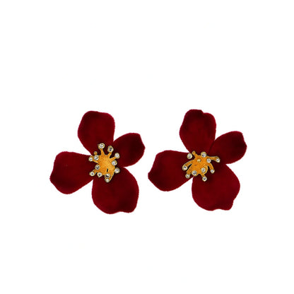 Elegant Velvet Flower Stud Earrings