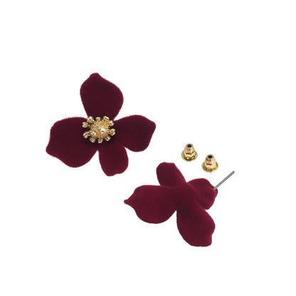 Elegant Velvet Flower Stud Earrings